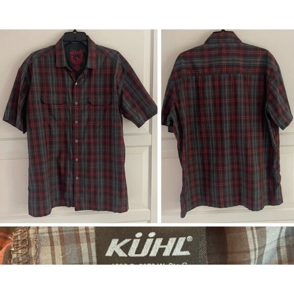 KUHL Men’s Mountain Grown Red Gray Plaid Flannel Button Down Shirt 27097 - Picture 1 of 9